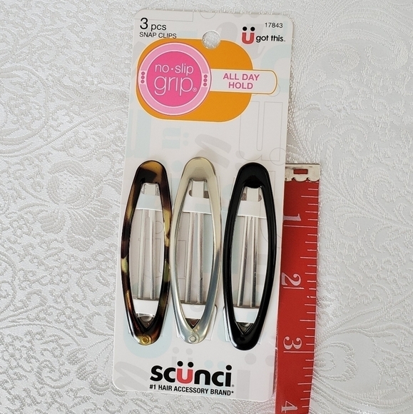 Scunci hair clips 3-pack‎ No slip grip All day hold U got this New in package - Picture 3 of 3